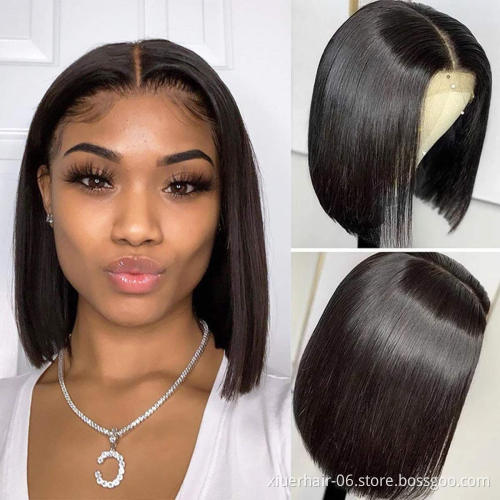 Cheap 100% Virgin Brazilian Natural Afro Kinky Glueless Half Lace Frontal Short Human Hair Wigs For Black Women